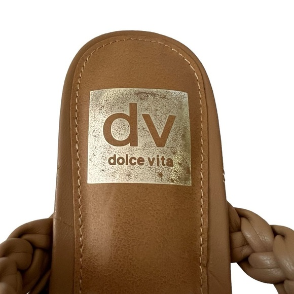 NWOT DV Dolce Vita Pang Slip On Braided Strappy Chunky Heels Sandals Tan Size 9 - Picture 9 of 16